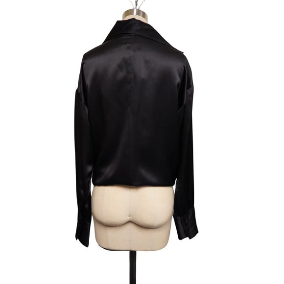 Silk Front Tie Blouse Black - Picture 2 of 2